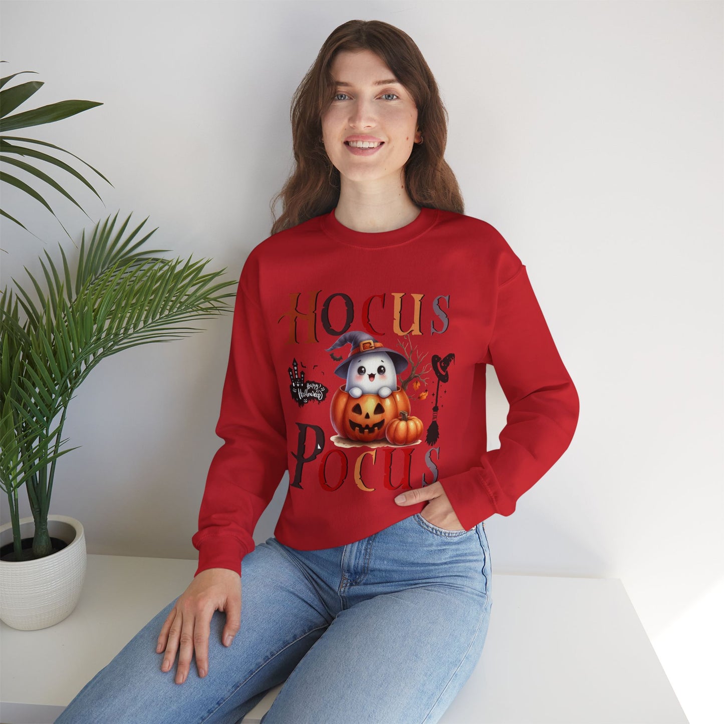 Hocus Pocus Happy Halloween Sweatshirt, Happy Halloween Sweatshirt - Unisex Heavy Blend Crewneck, Halloween Sweatshirt, Cute Spooky Ghost sweatshirt.