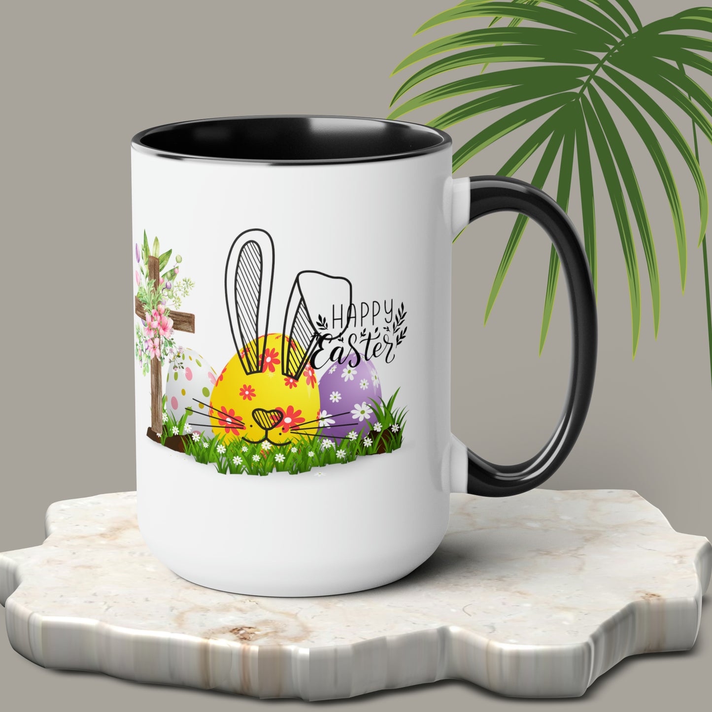 Happy EasterTwo-Tone Coffee Mugs, 15oz