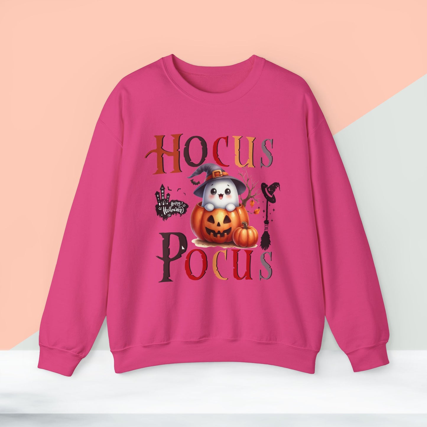 Hocus Pocus Happy Halloween Sweatshirt, Happy Halloween Sweatshirt - Unisex Heavy Blend Crewneck, Halloween Sweatshirt, Cute Spooky Ghost sweatshirt.