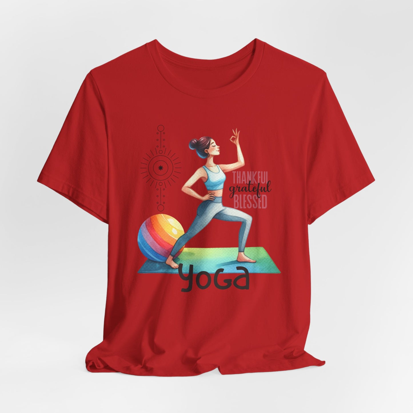 Thankful Grateful Blessed Yoga Design T-Shirt, Cute Yoga workout Shirt, Yoga lovers T-shirt, Yoga Instructor Gift, Gym shirt, Gift For Yoga lover, Gift For Yogi.