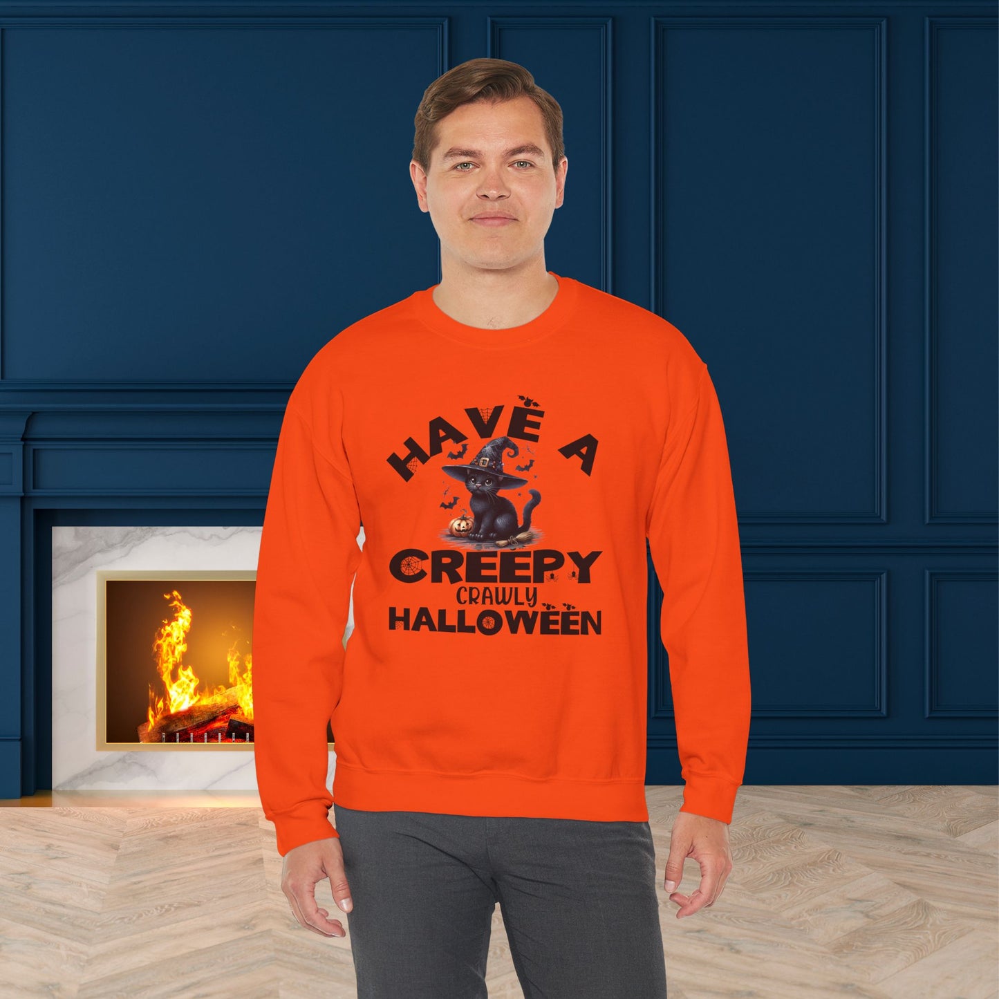 Have A Creepy Crawly Halloween Sweatshirt, Happy Halloween Sweatshirt - Unisex Heavy Blend Crewneck, Halloween Sweatshirt, Cute Spooky Ghost sweatshirt.