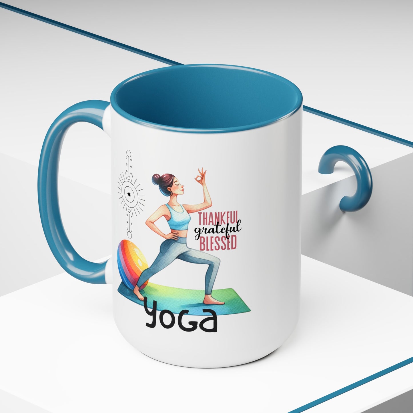 Thankful Grateful Blessed Yoga Coffee Mug, Cute Yoga Coffee Mug, Yoga lovers Coffee Mug, Yoga Instructor Gift, Gift For Yoga lover, Gift For Yogi.