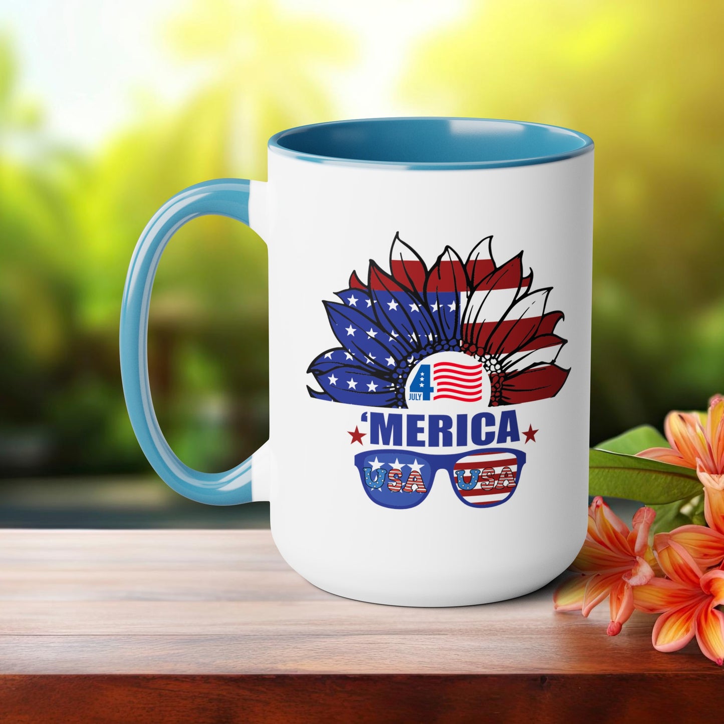 Happy 4th Of July Two -Tone Coffee Mug.15oz.