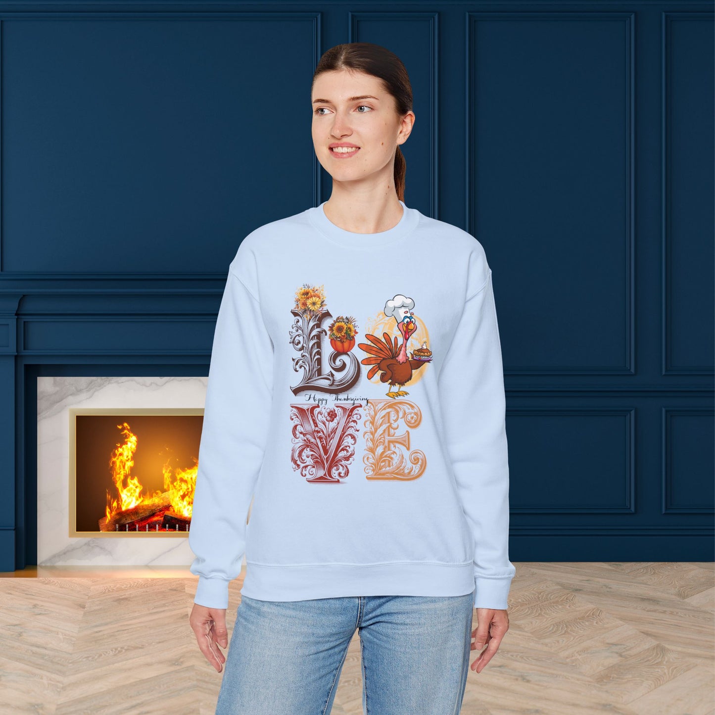 Love Thanksgiving Sweatshirt, HappyThanksgiving Sweatshirt - Unisex Heavy Blend, Happy Thanksgiving2024 Sweatshirt, Thanksgiving Gift, Festive Sweatshirt.
