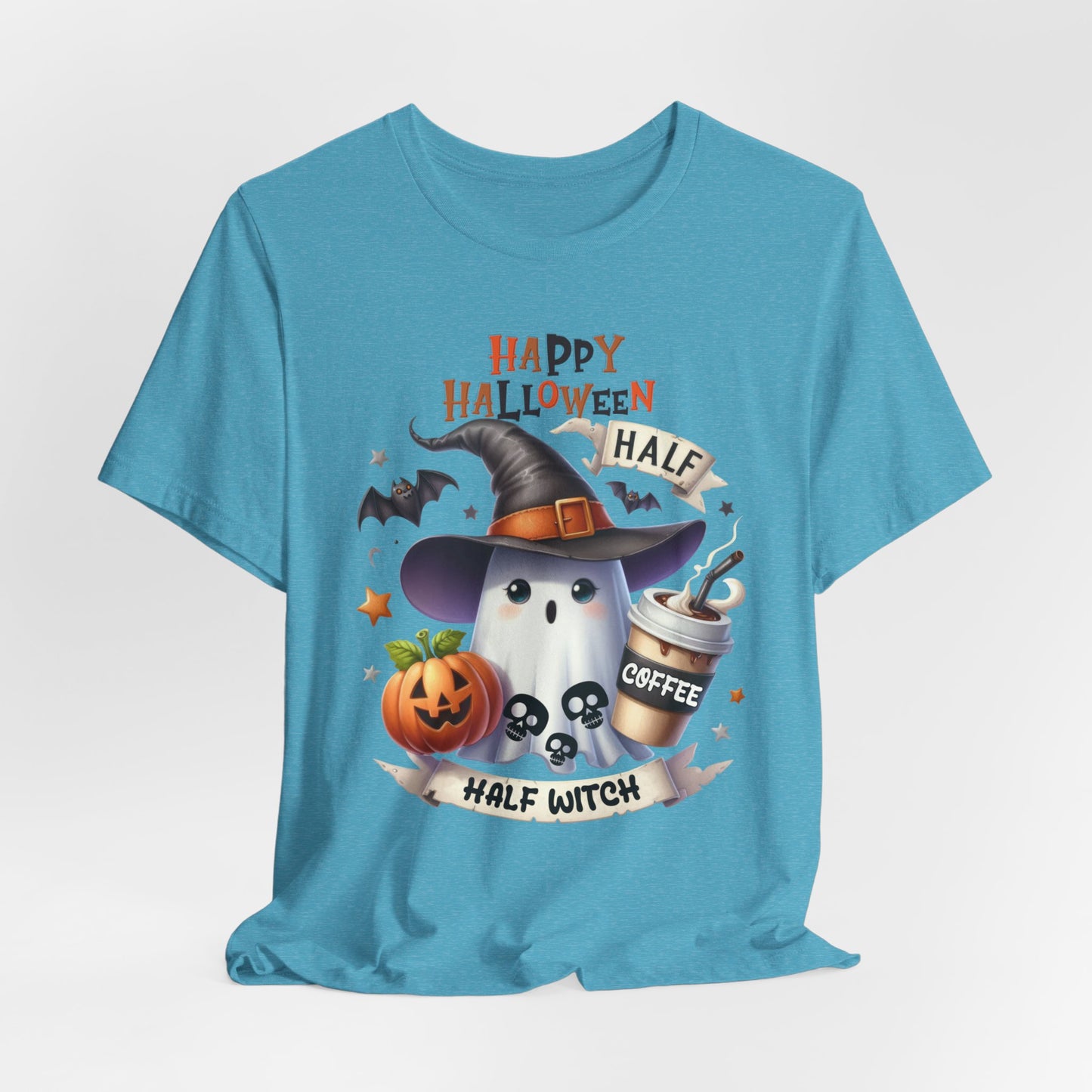 Half Coffee Half Witch T-shirt, Happy Halloween T-shirt, Trick Or Treat T-shirt, Halloween T-shirt, Cool Halloween T-shirt, Spooky T-shirt,
