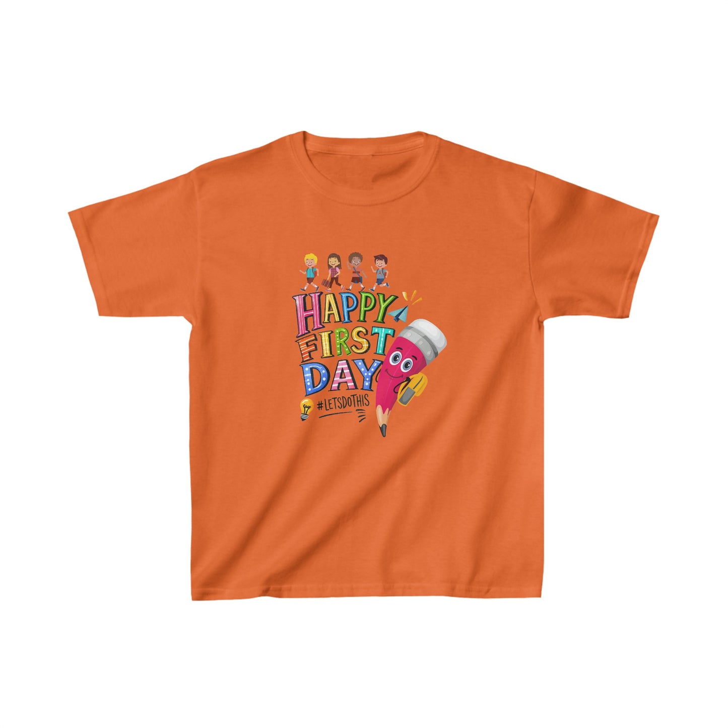Happy First Day Back To School Kids Heavy Cotton™ Tee, Back to school Kids Shirt, 1st Day Of School Shirt, Back To School Cotton T-Shirt.