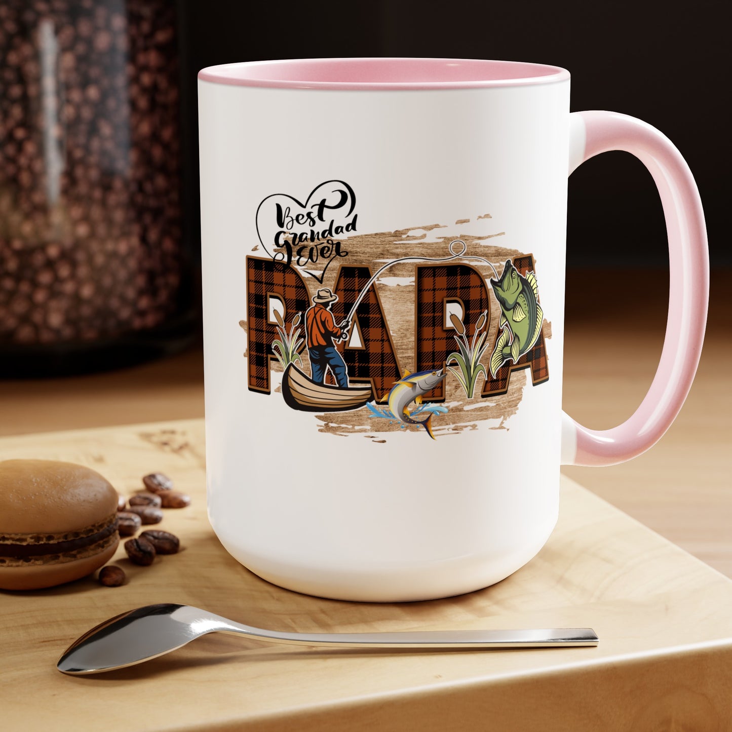 Happy father's dayTow-Tone Coffee Mug.15oz, Gift for Papa, Coffee Mug For Papa.