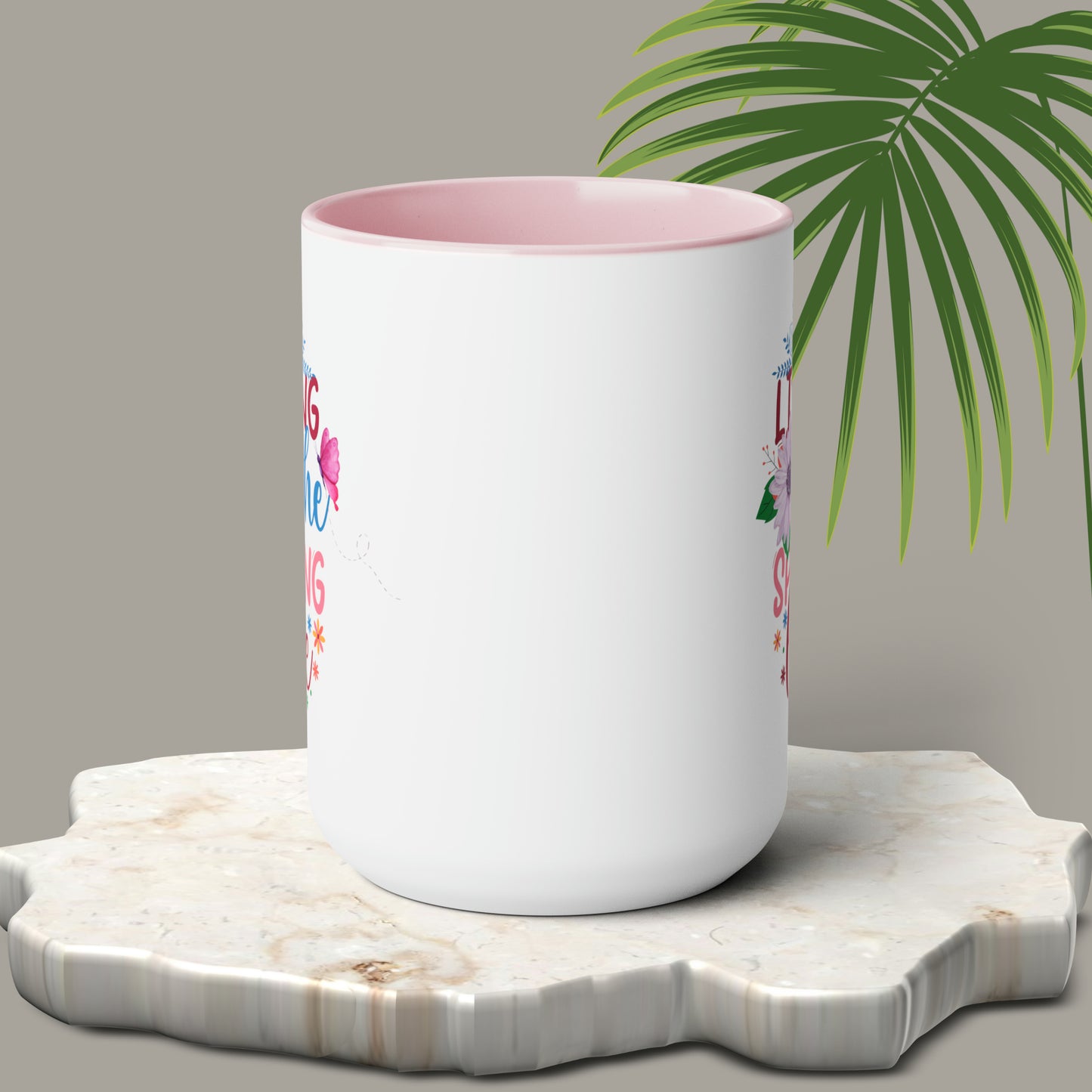 Living The Spring time Two-Tone Coffee Mugs, 15oz
