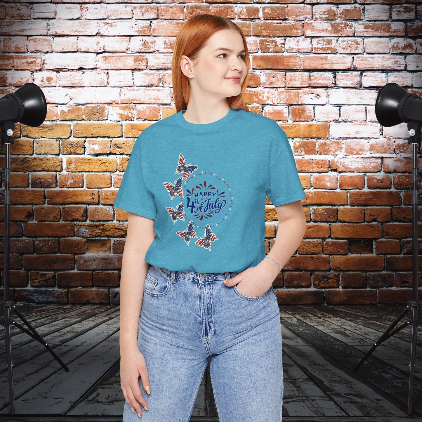 4th of July T-Shirt, Happy 4th Of July Butterfly T-Shirt, Fourth of July unisex jersey short sleeve.