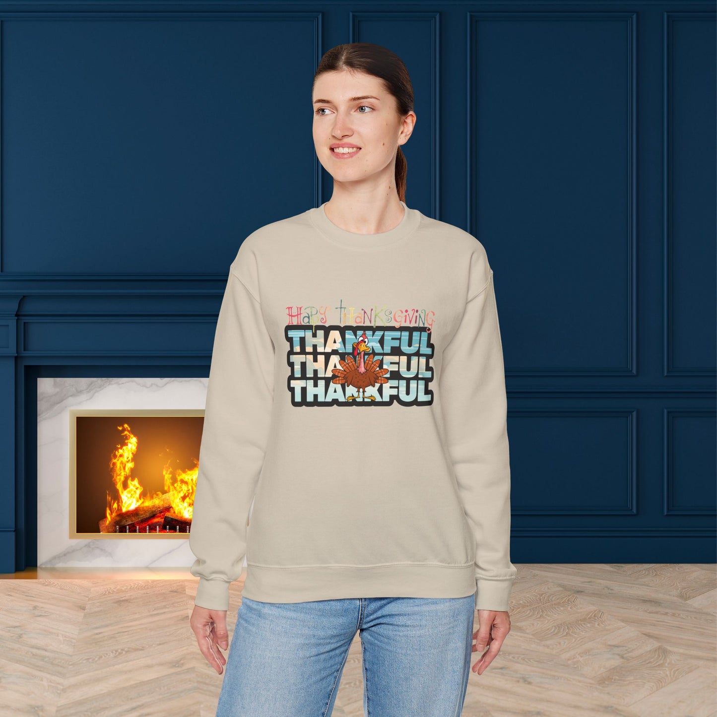 Thankful Sweatshirt, HappyThanksgiving Sweatshirt - Unisex Heavy Blend, Happy Thanksgiving2024 Sweatshirt, Thanksgiving Gift, Festive Sweatshirt.