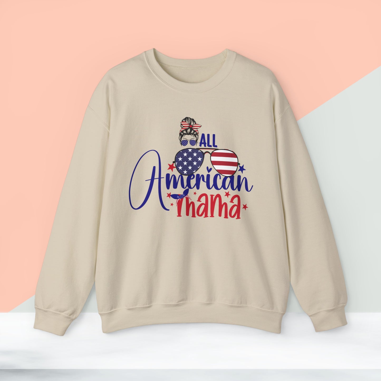 Happy 4th Of July Sweatshirt, All American Mama Sweatshirt, Fourth of July unisex heavy blend crewneck sweatshirt.