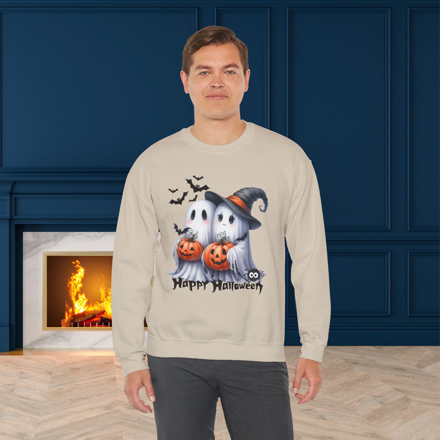 Happy Halloween Sweatshirt, Happy Halloween Sweatshirt - Unisex Heavy Blend Crewneck, Halloween Sweatshirt, Cute Spooky Ghost sweatshirt.