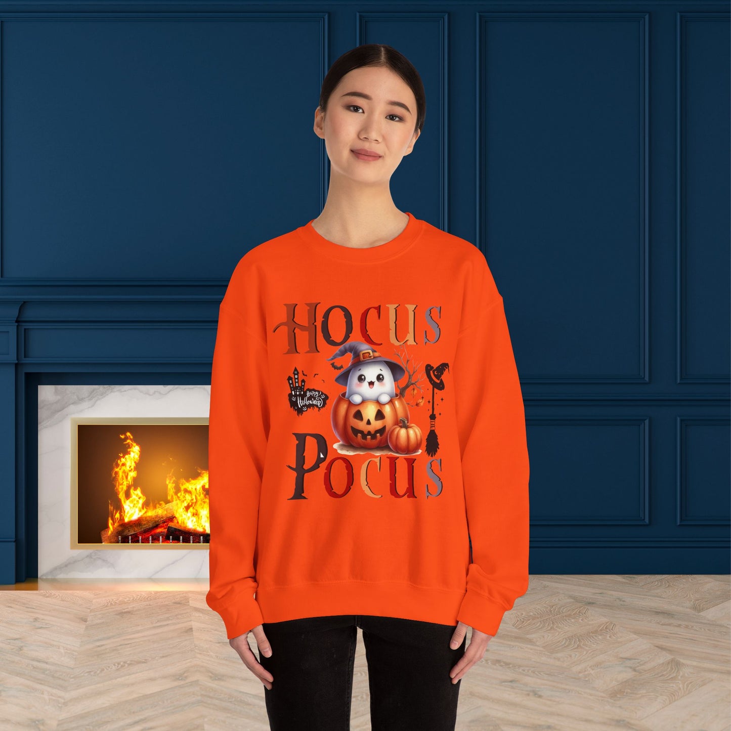 Hocus Pocus Happy Halloween Sweatshirt, Happy Halloween Sweatshirt - Unisex Heavy Blend Crewneck, Halloween Sweatshirt, Cute Spooky Ghost sweatshirt.
