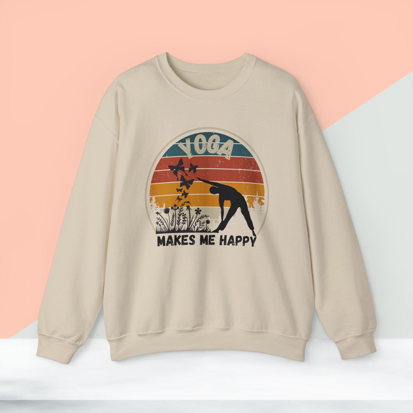 Yoga Makes Me happy Yoga unisex heavy blend crewneck sweatshirt,Yoga workout Sweatshirt,Yoga lovers Sweatshirt, Yoga Instructor Gift, Gym Sweatshirt, Gift For Yoga lovers, Gift For Yogi.