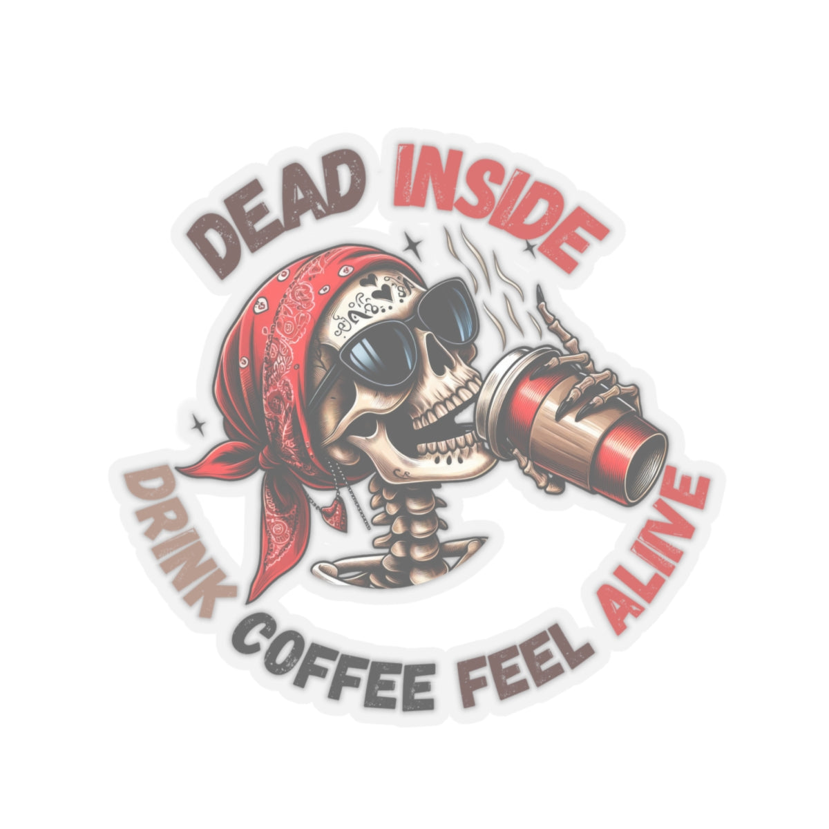 Drink Coffee Feel alive Kiss-Cut Stickers, Happy Halloween Kiss-Cut Stickers, Spooky Season Kiss-Cut Stickers, Cute Cat Halloween Kiss-Cut Stickers.