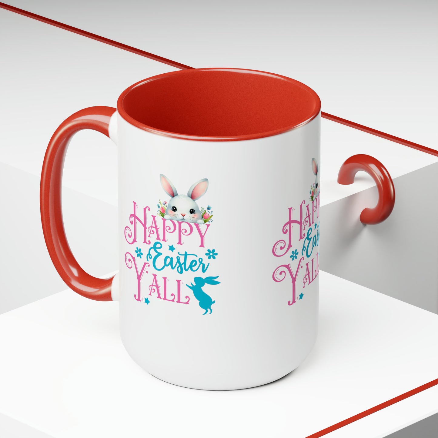 Happy Easter Two-Tone Coffee Mugs, 15oz