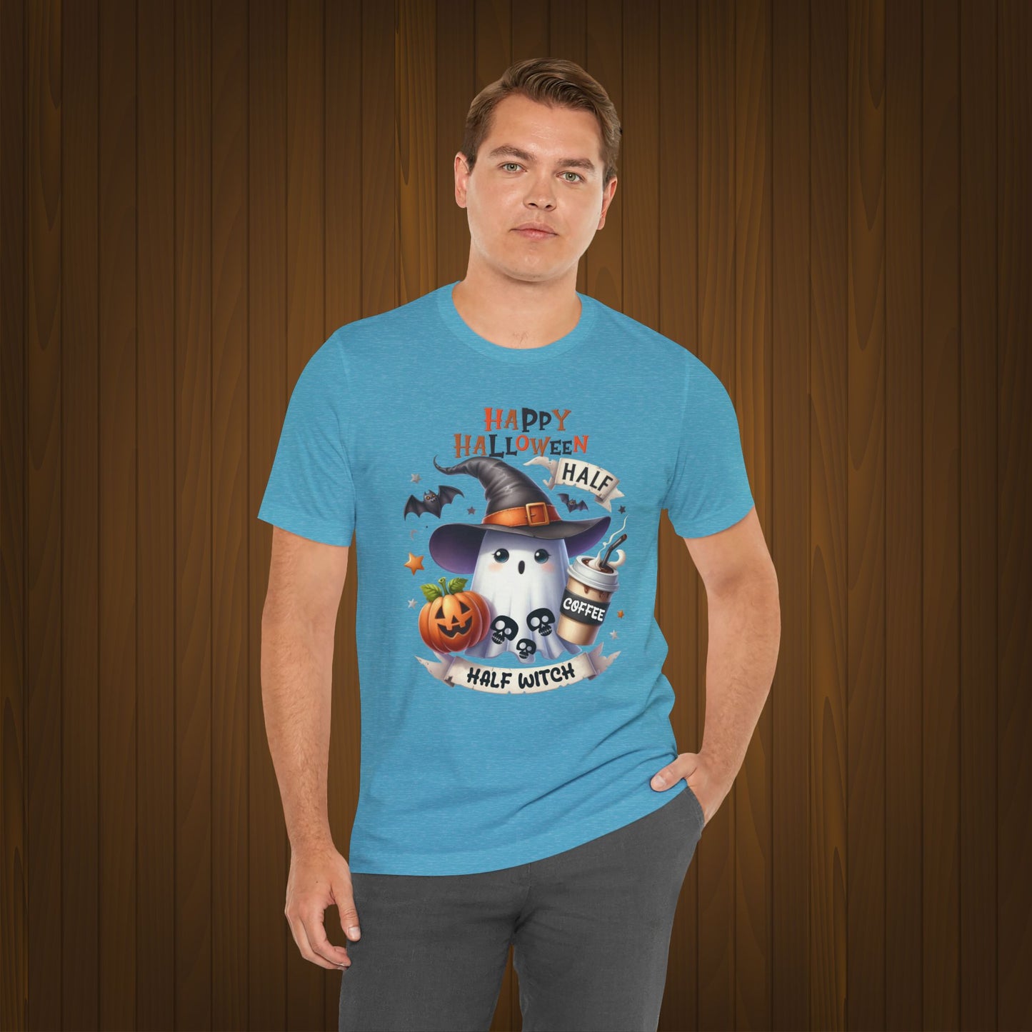 Half Coffee Half Witch T-shirt, Happy Halloween T-shirt, Trick Or Treat T-shirt, Halloween T-shirt, Cool Halloween T-shirt, Spooky T-shirt,