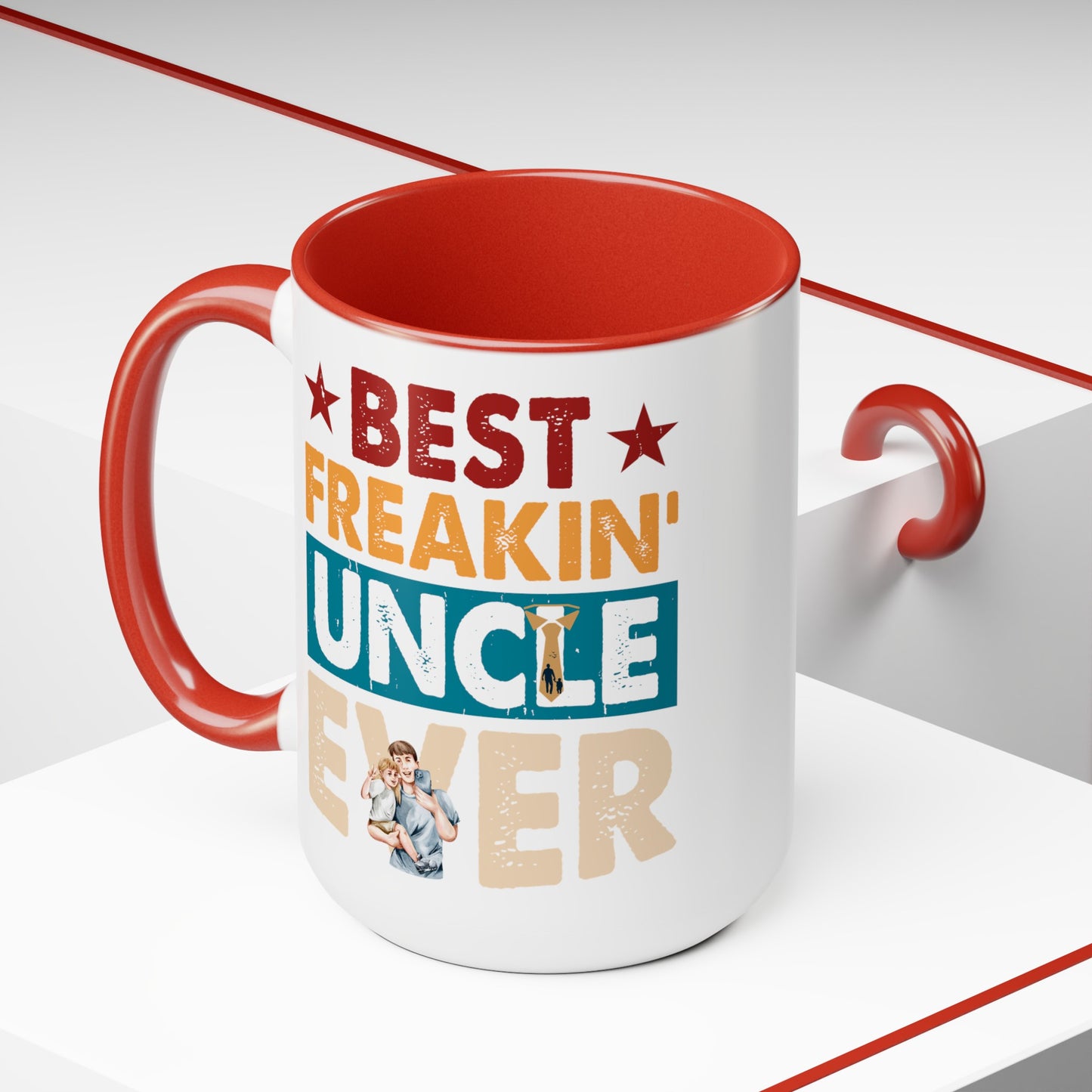 Happy father's dayTow-Tone Coffee Mug.15oz, Gift for Uncle, Coffee Mug For uncle.