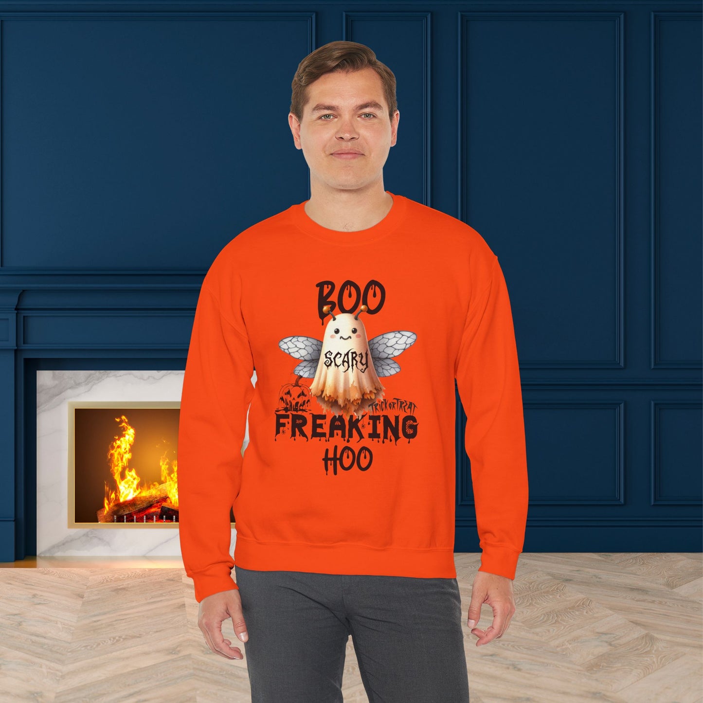 Boo Freaking Hoo Halloween Sweatshirt, Happy Halloween Sweatshirt - Unisex Heavy Blend Crewneck, Halloween Sweatshirt, Cute Spooky Ghost sweatshirt.