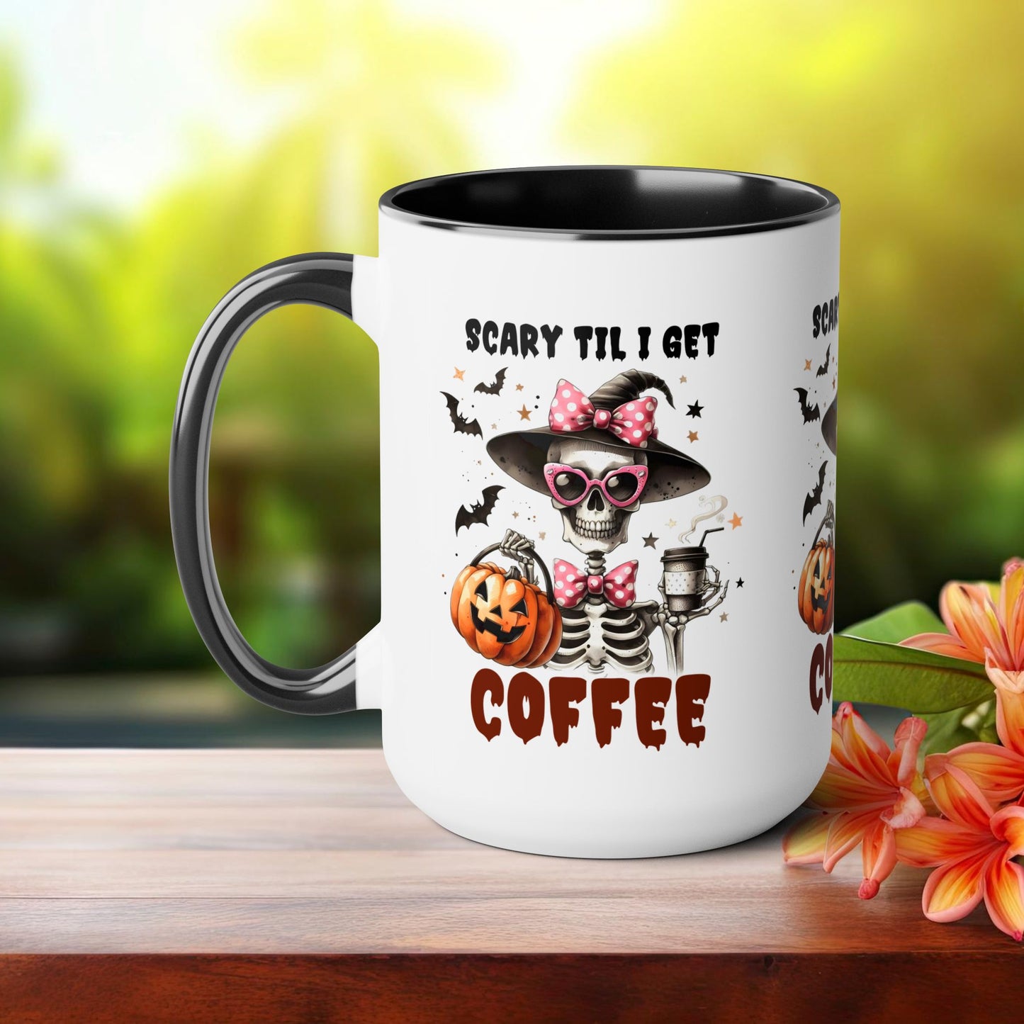 Scary Til I Get Coffee Halloween Coffee Mug, Let's Go Halloween Coffee Mug, Trick or Treat Halloween Coffee Mug, Cute Skeleton Coffee Mug, Spooky Season Halloween Coffee Mug.