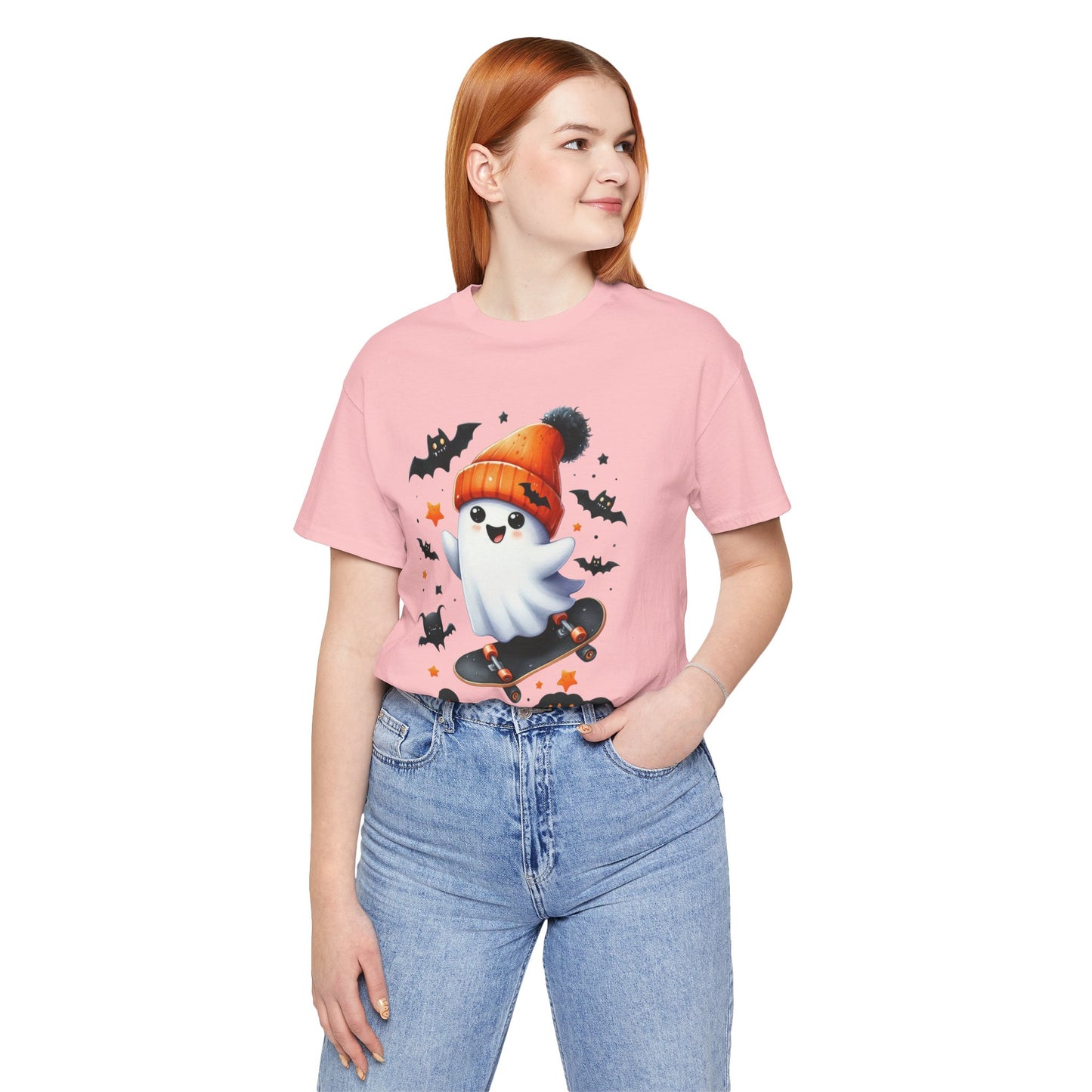 Stay Positive Cute Ghost T-shirt, Happy Halloween Skeleton T-shirt, Happy Halloween T-shirt, Trick Or Treat T-shirt, Halloween T-shirt, Cool Halloween T-shirt, Spooky T-shirt,