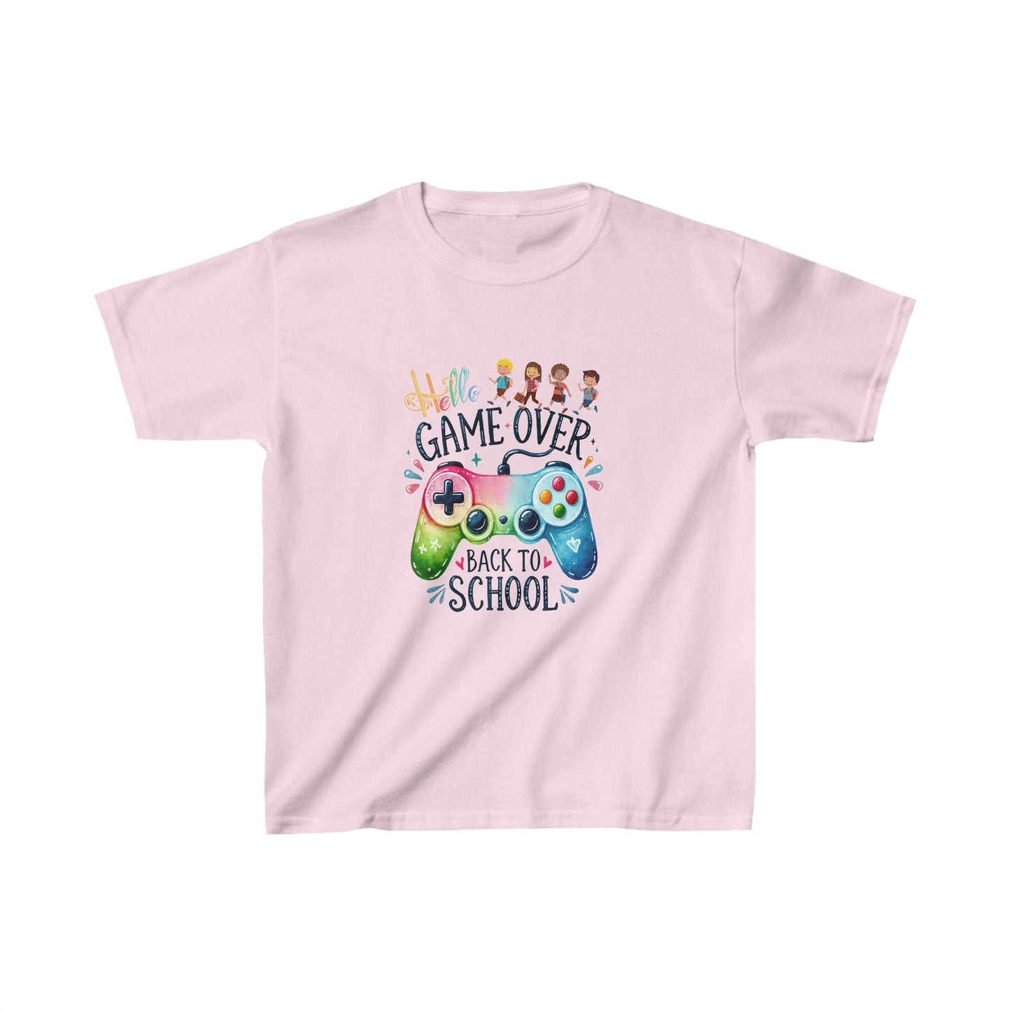 Hello Game Over Back To School Kids Heavy Cotton™ Tee, Back to school Kids Shirt, 1st Day Of School Shirt, Back To School Cotton T-Shirt.
