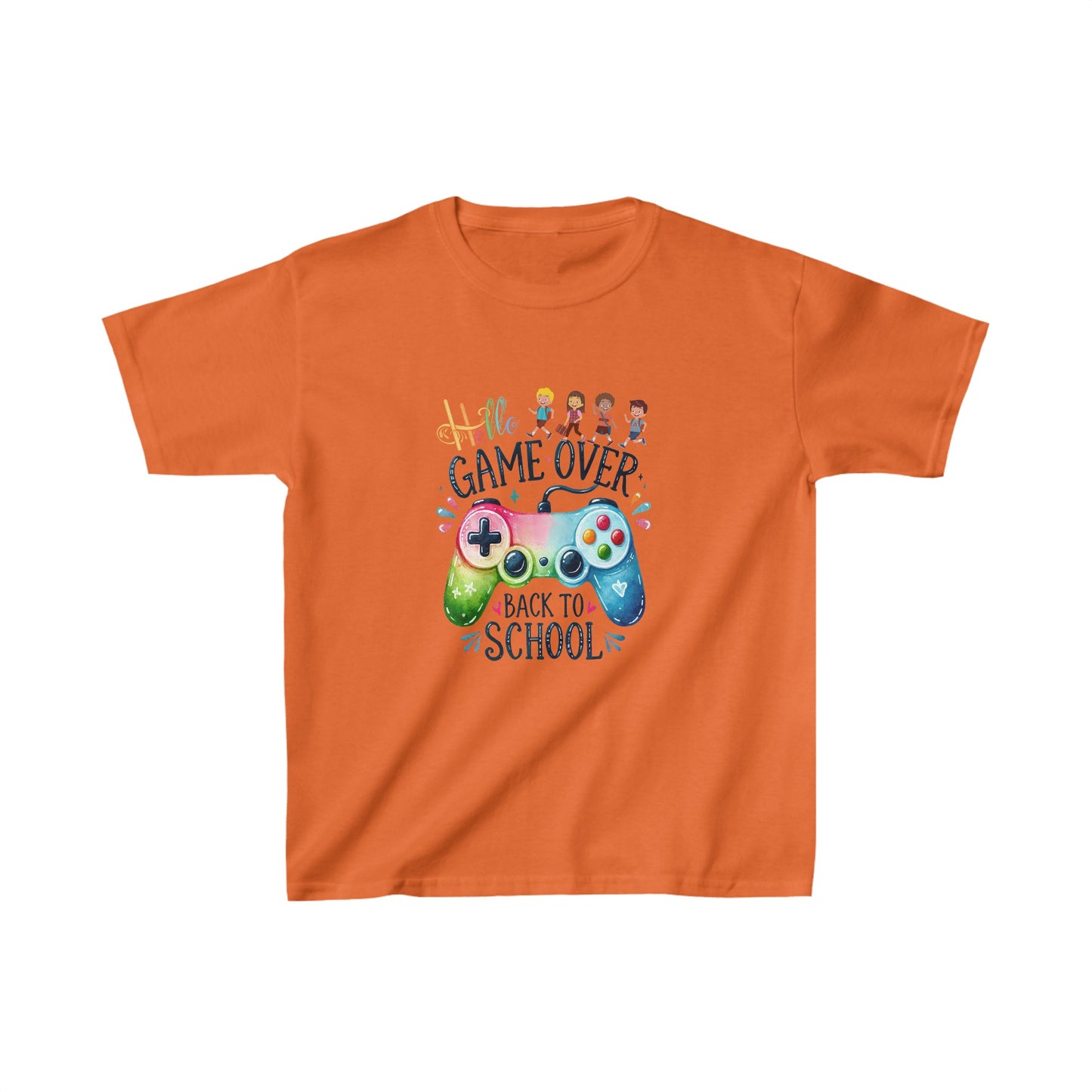 Hello Game Over Back To School Kids Heavy Cotton™ Tee, Back to school Kids Shirt, 1st Day Of School Shirt, Back To School Cotton T-Shirt.