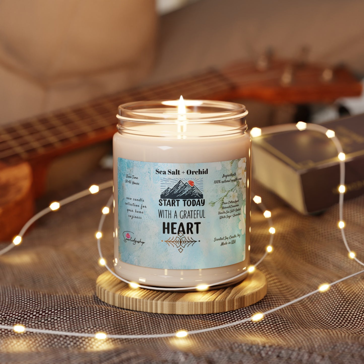 Start Today With A Grateful Heart Yoga Scented Soy Candle, 9oz,Yoga , CuteCandle, Mindful Gift, Yoga lovers candle, Yoga Instructor Gift, Gift For Yoga lovers, Gift For Yogi.