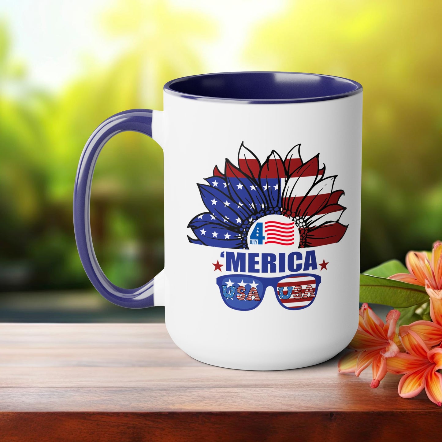 Happy 4th Of July Two -Tone Coffee Mug.15oz.