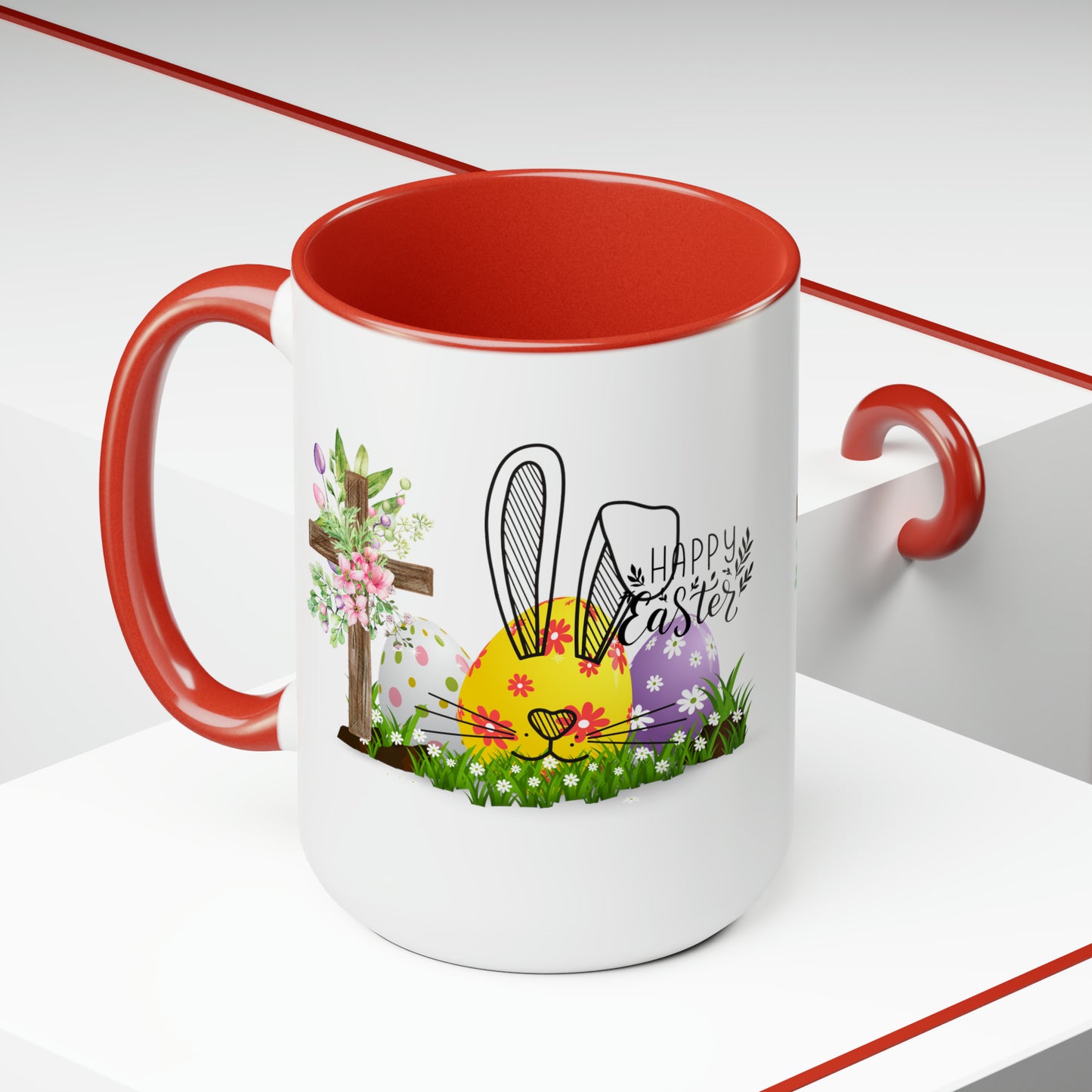 Happy EasterTwo-Tone Coffee Mugs, 15oz