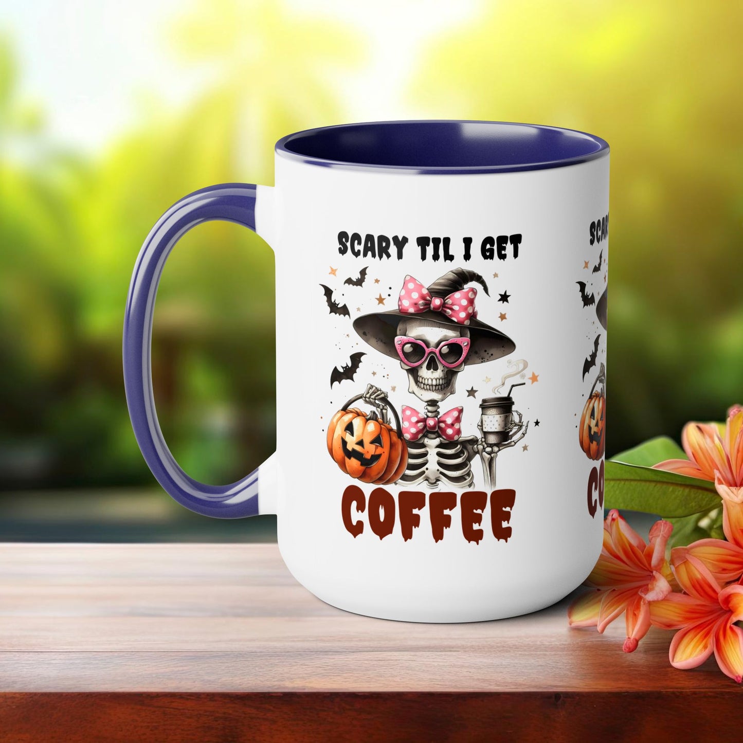 Scary Til I Get Coffee Halloween Coffee Mug, Let's Go Halloween Coffee Mug, Trick or Treat Halloween Coffee Mug, Cute Skeleton Coffee Mug, Spooky Season Halloween Coffee Mug.