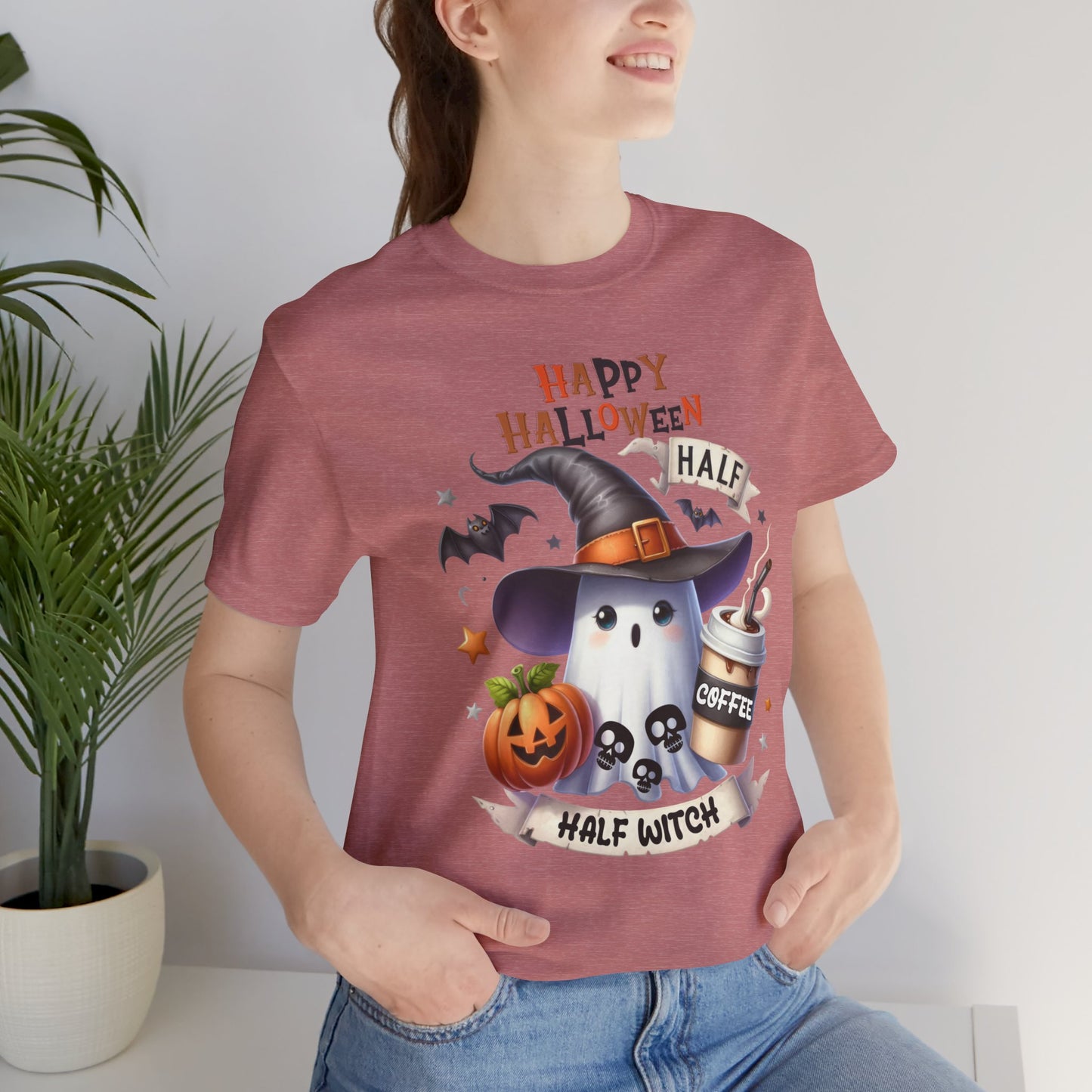 Half Coffee Half Witch T-shirt, Happy Halloween T-shirt, Trick Or Treat T-shirt, Halloween T-shirt, Cool Halloween T-shirt, Spooky T-shirt,