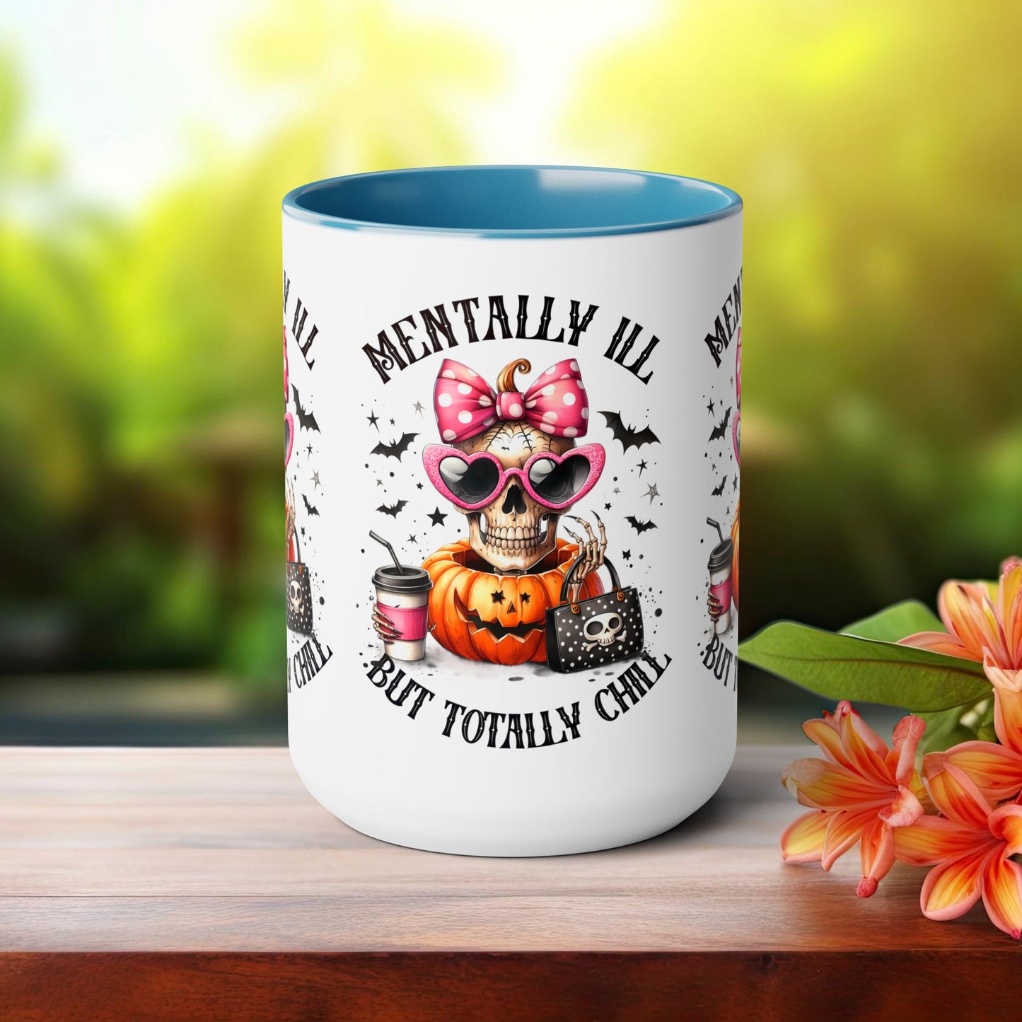Mentally Ill But Totally Chill Halloween Coffee Mug, Let's Go Halloween Coffee Mug, Trick or Treat Halloween Coffee Mug, Cute Skeleton Coffee Mug, Spooky Season Halloween Coffee Mug.