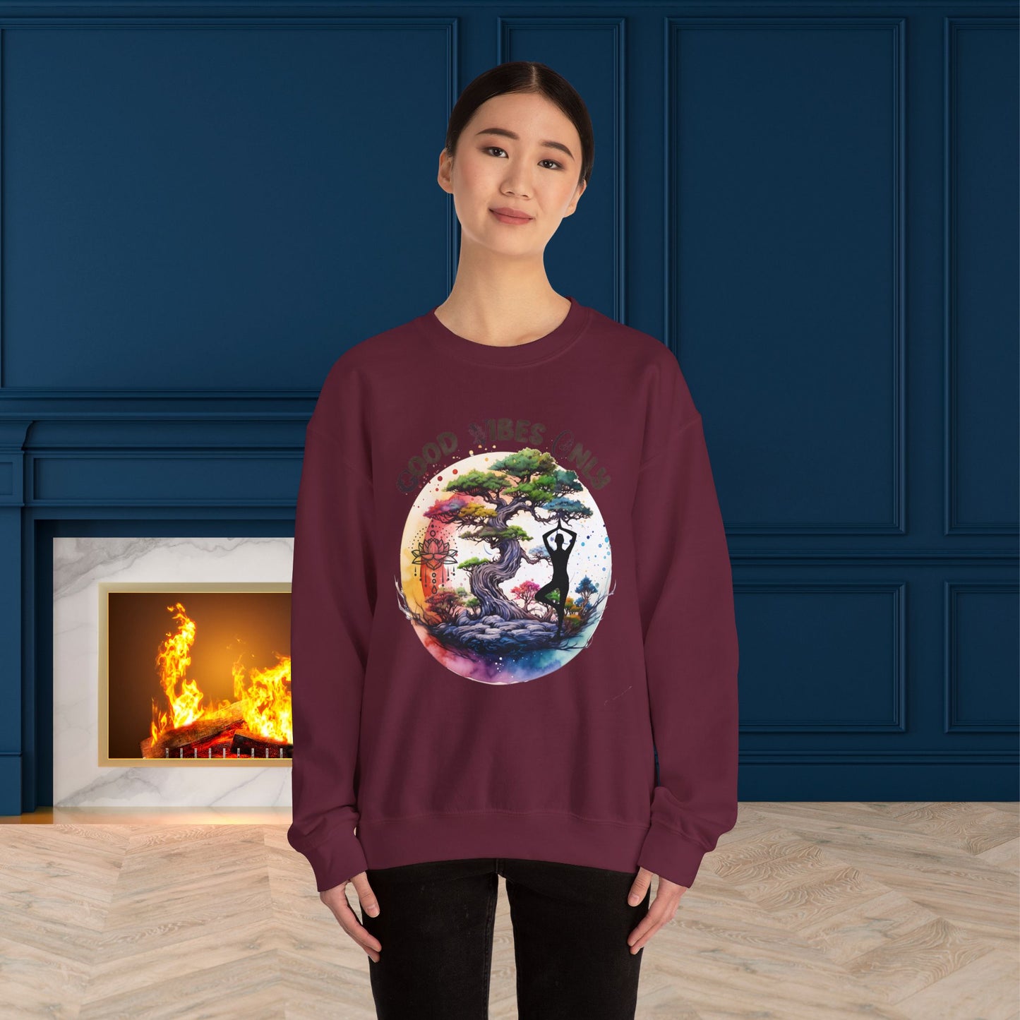 Good Vibes Only Yoga unisex heavy blend crewneck sweatshirt,Yoga workout Sweatshirt,Yoga lovers Sweatshirt, Yoga Instructor Gift, Gym Sweatshirt, Gift For Yoga lovers, Gift For Yogi.