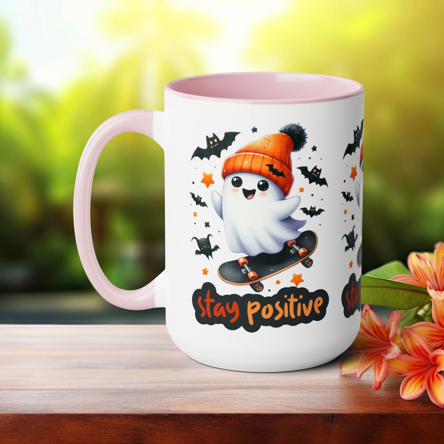 Stay Positive Halloween Coffee Mug, Let's Go Halloween Coffee Mug, Trick or Treat Halloween Coffee Mug, Cute Skeleton Coffee Mug, Spooky Season Halloween Coffee Mug.