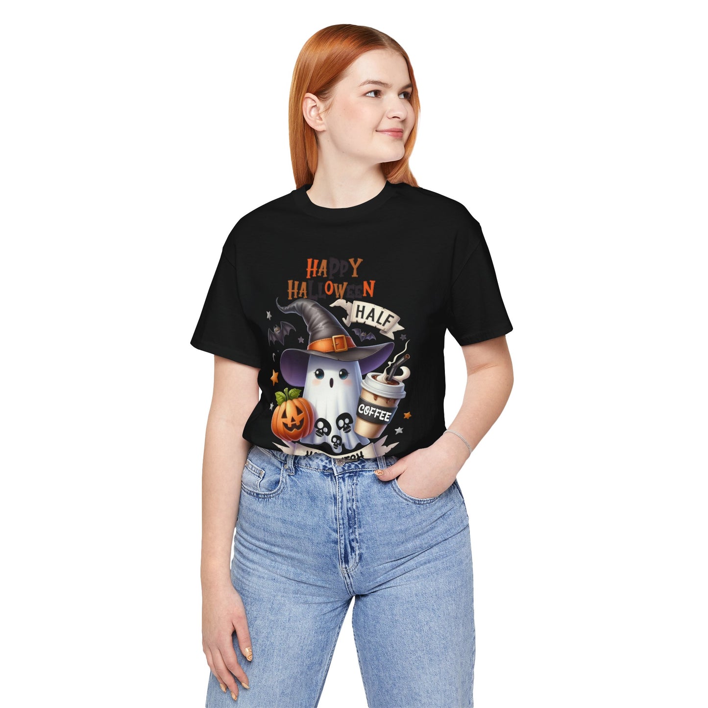 Half Coffee Half Witch T-shirt, Happy Halloween T-shirt, Trick Or Treat T-shirt, Halloween T-shirt, Cool Halloween T-shirt, Spooky T-shirt,