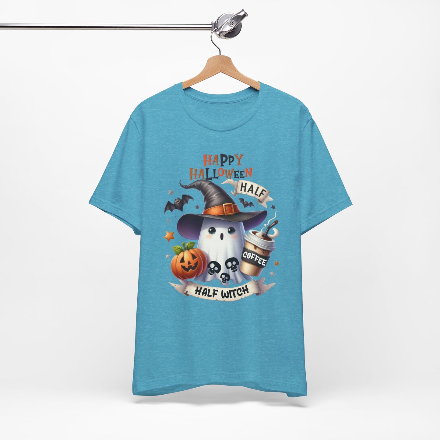 Half Coffee Half Witch T-shirt, Happy Halloween T-shirt, Trick Or Treat T-shirt, Halloween T-shirt, Cool Halloween T-shirt, Spooky T-shirt,