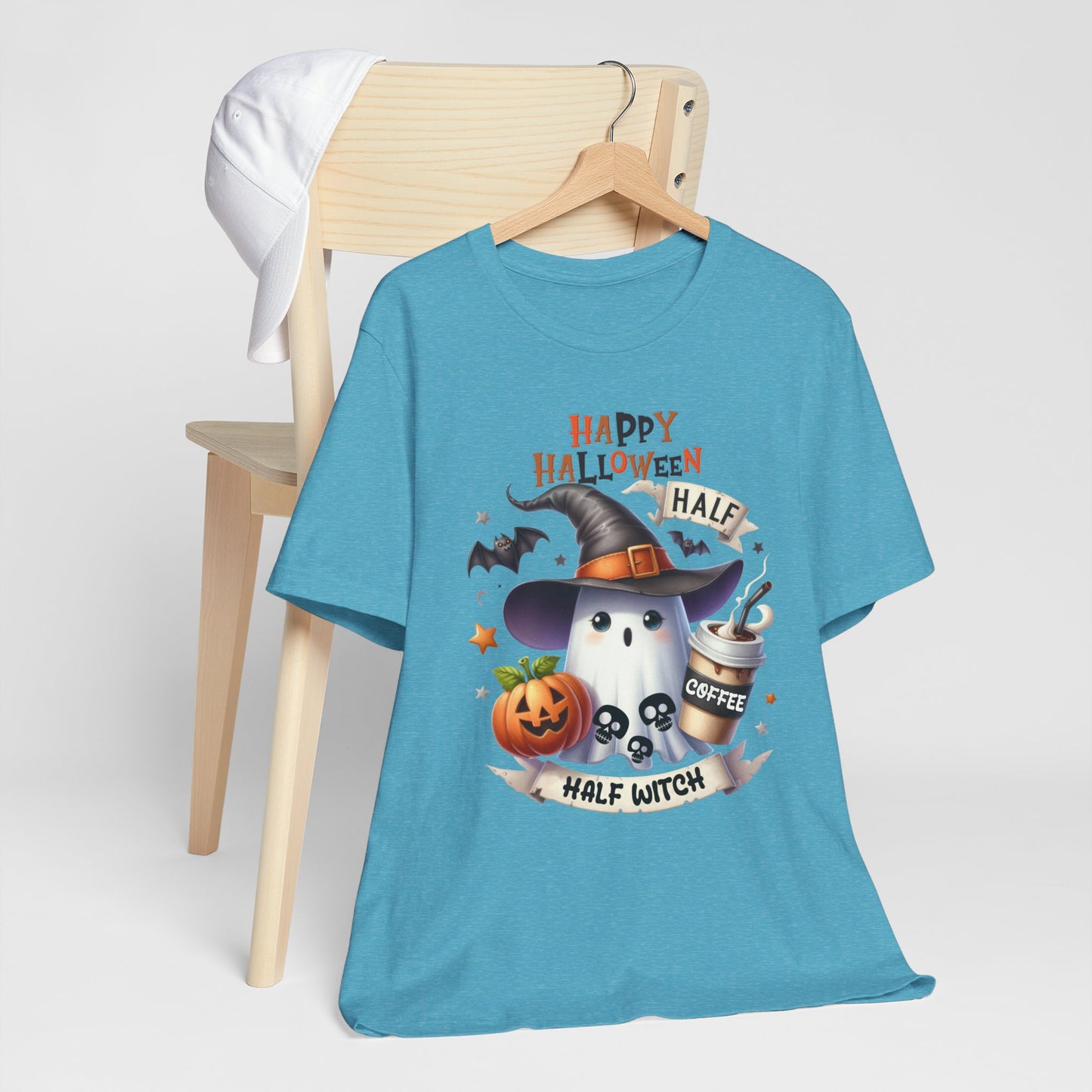 Half Coffee Half Witch T-shirt, Happy Halloween T-shirt, Trick Or Treat T-shirt, Halloween T-shirt, Cool Halloween T-shirt, Spooky T-shirt,