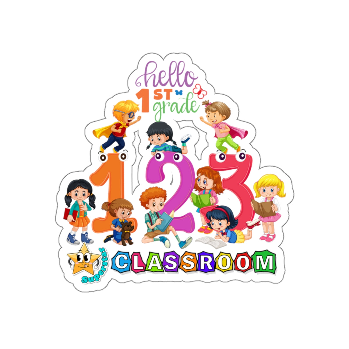 Back To School Kiss-Cut Stickers, First Grade Squad Kiss-Cut Stickers, Gift for First graders, Ready for School, Back to Learning.