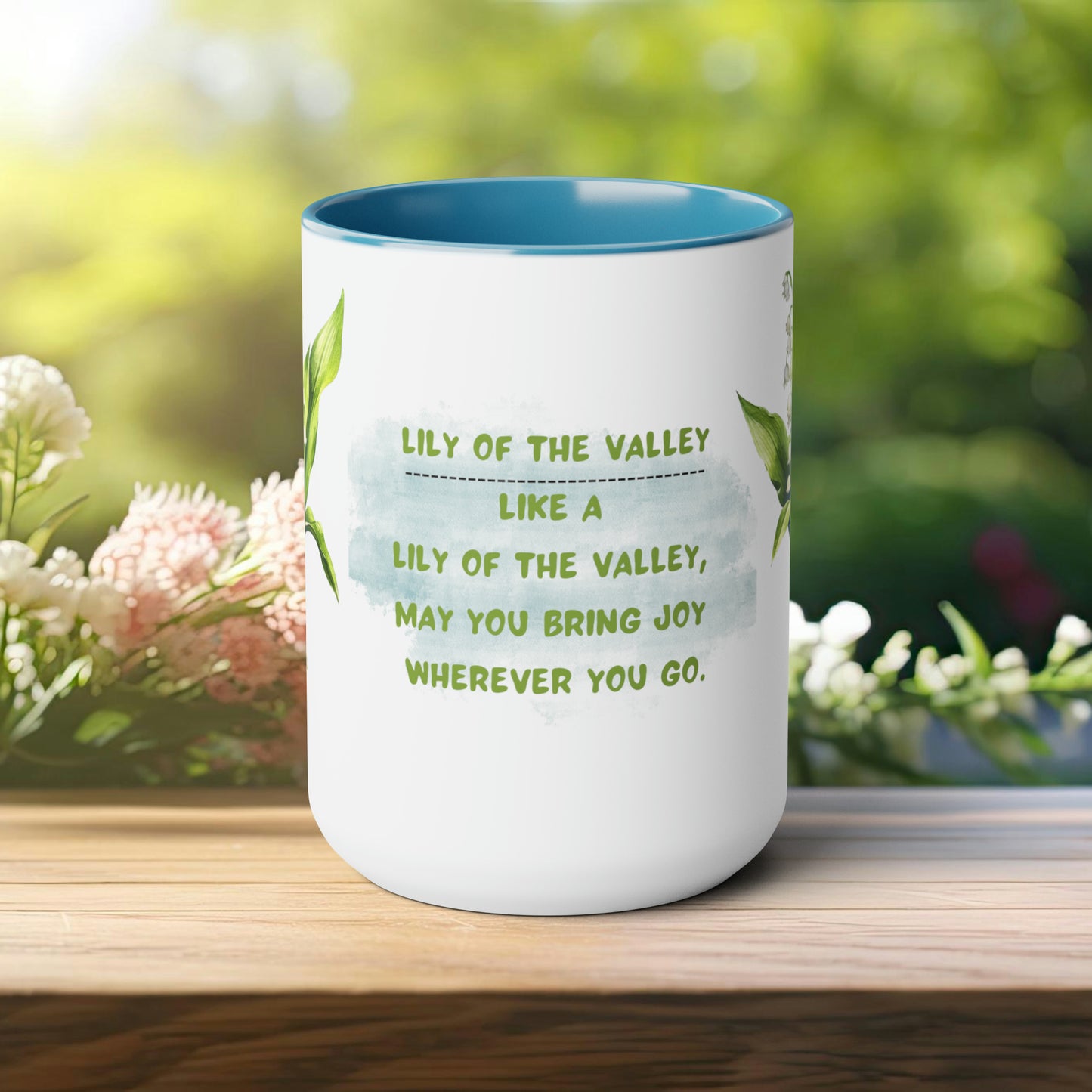 Birth Month FlowerTwo-Tone Coffee Mugs, 15oz, May Birth Month Flower mug.
