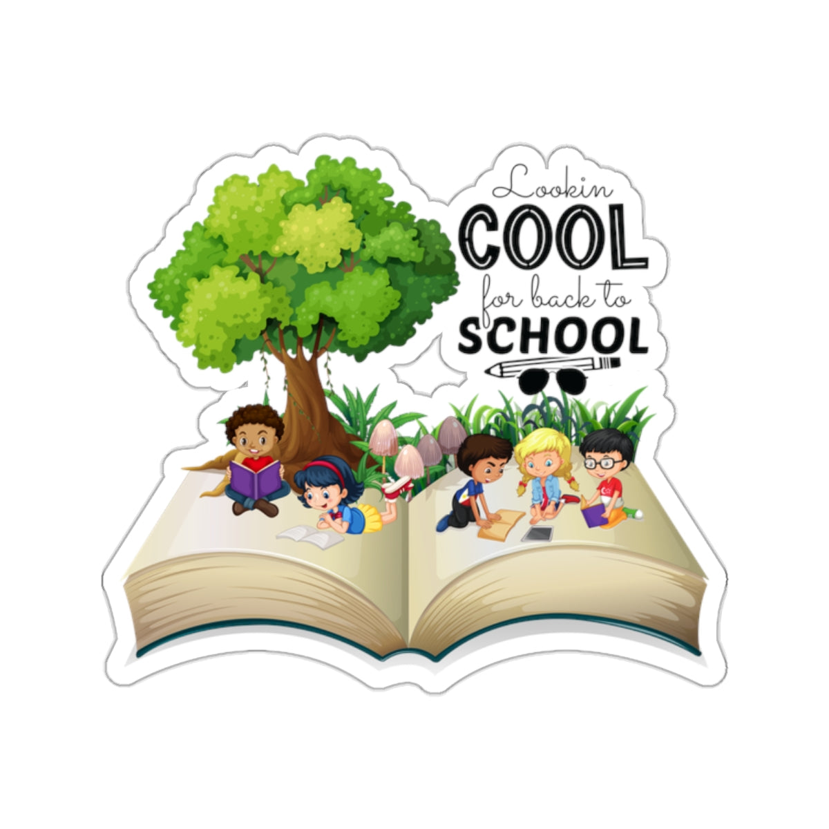 Looking Cool For Back To School Kiss-Cut Stickers, First Grade Squad Kiss-Cut Stickers, Gift for First graders, Ready for School, Back to Learning.