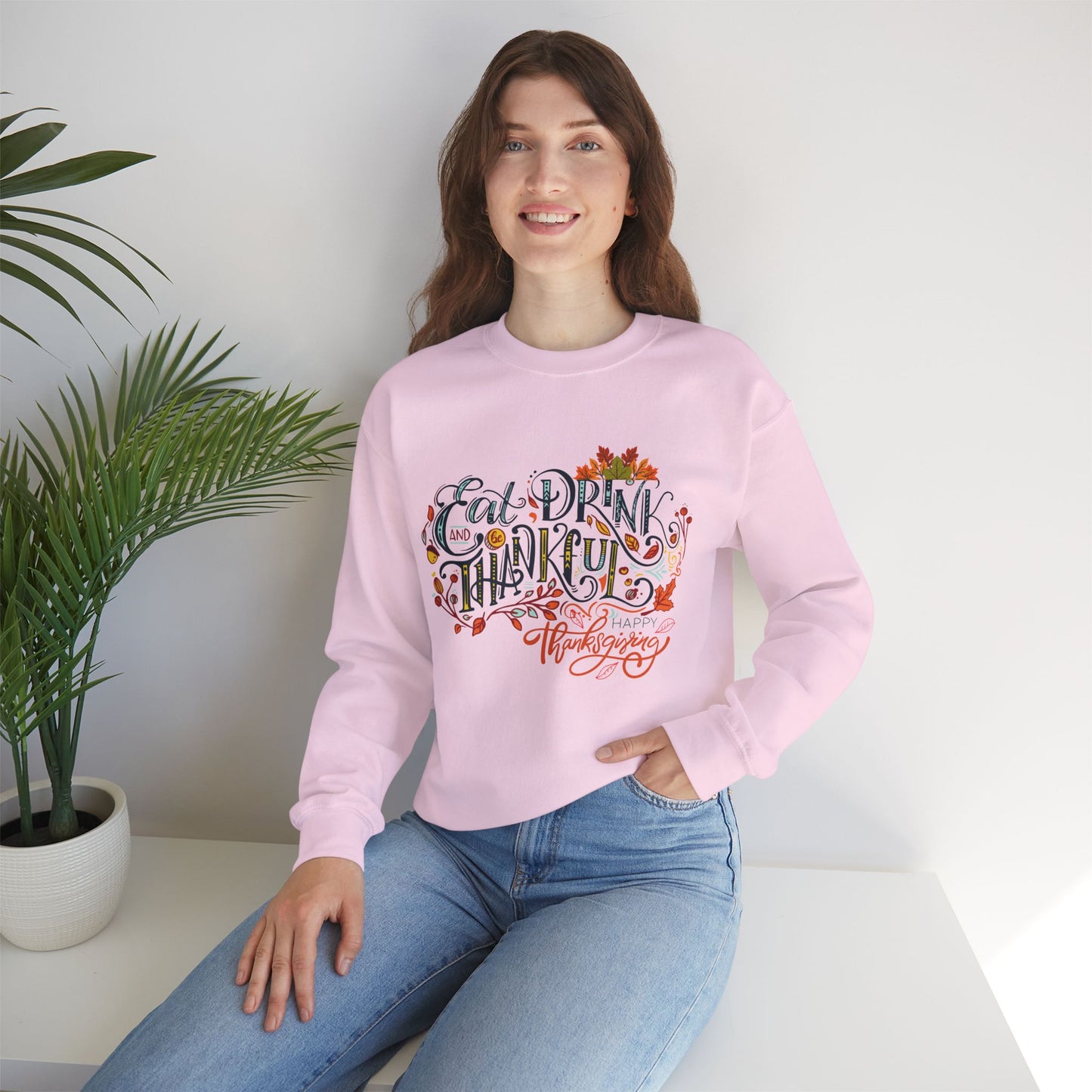 Eat Drink & Thankful Sweatshirt, Thanksgiving Sweatshirt, HappyThanksgiving Sweatshirt - Unisex Heavy Blend, Happy Thanksgiving2024 Sweatshirt, Thanksgiving Gift, Festive Sweatshirt.