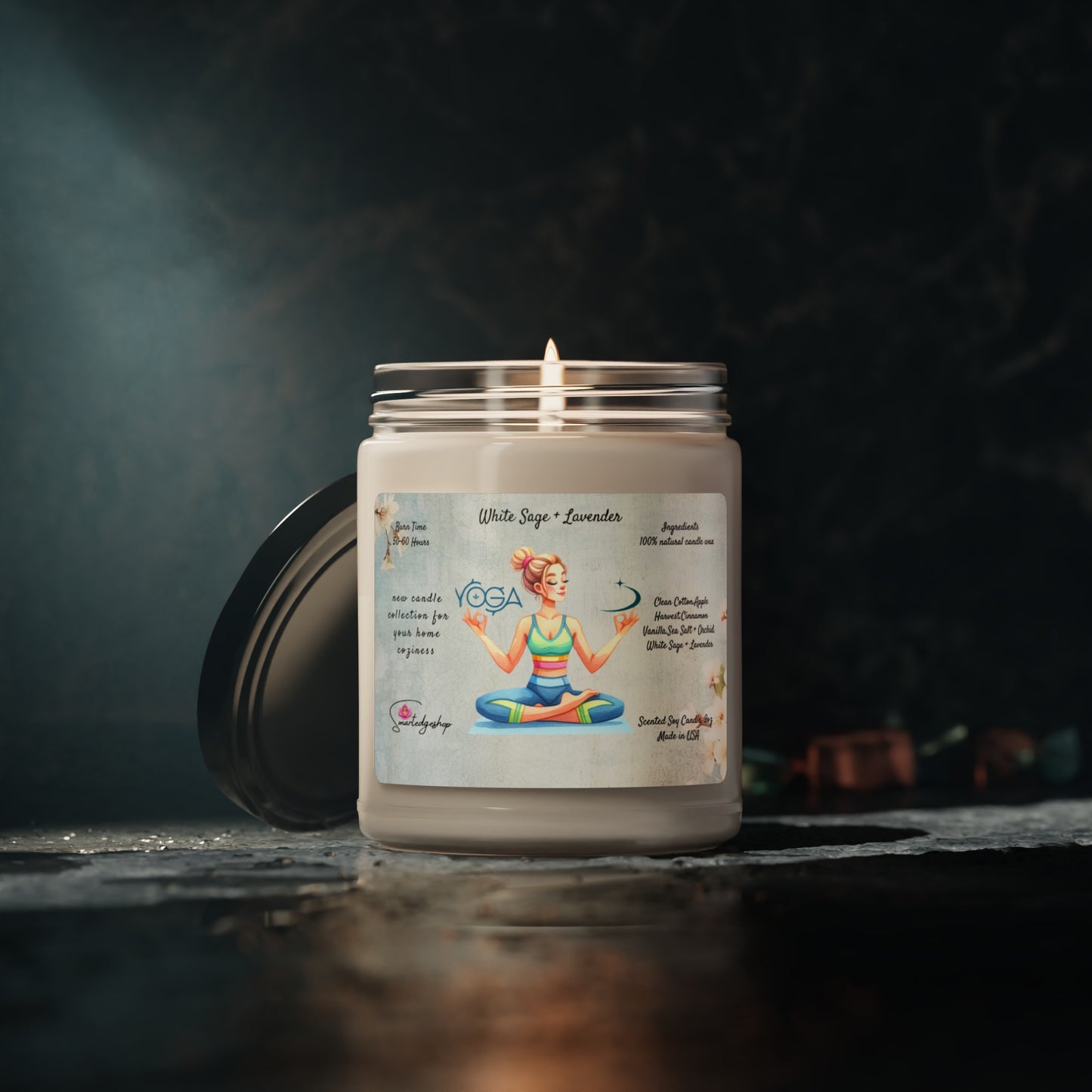 Yoga Scented Soy Candle, 9oz,Yoga , CuteCandle, Mindful Gift, Yoga lovers candle, Yoga Instructor Gift, Gift For Yoga lovers, Gift For Yogi.