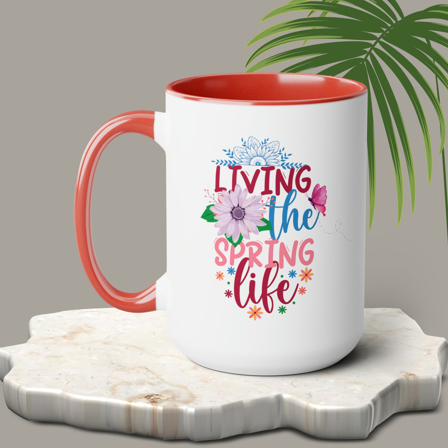Living The Spring time Two-Tone Coffee Mugs, 15oz