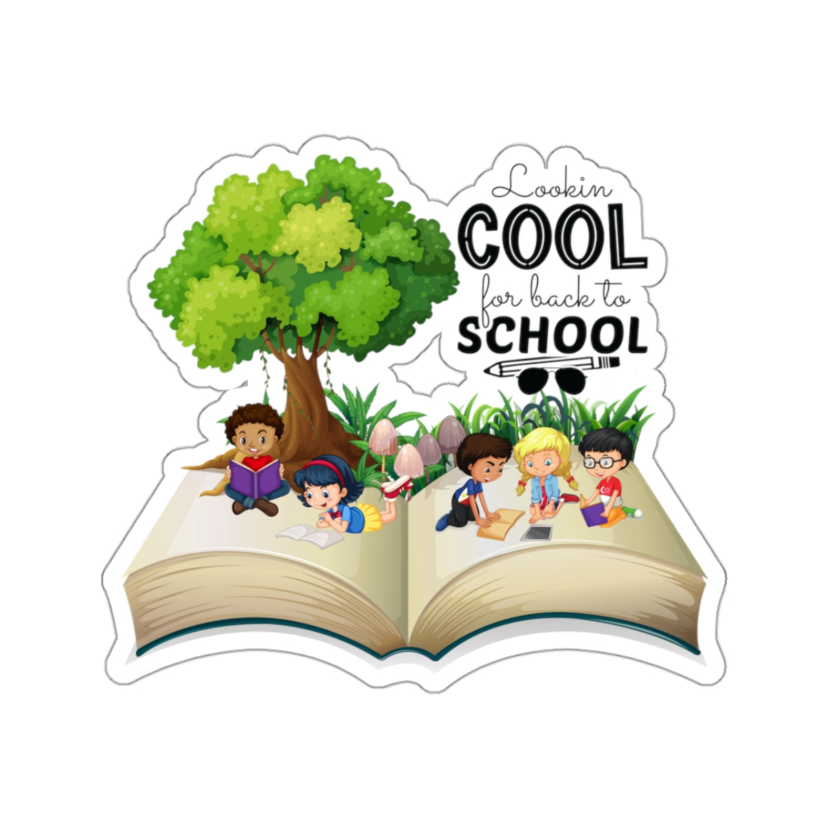 Looking Cool For Back To School Kiss-Cut Stickers, First Grade Squad Kiss-Cut Stickers, Gift for First graders, Ready for School, Back to Learning.
