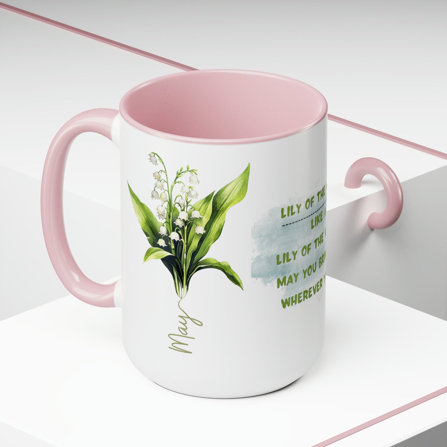 Birth Month FlowerTwo-Tone Coffee Mugs, 15oz, May Birth Month Flower mug.