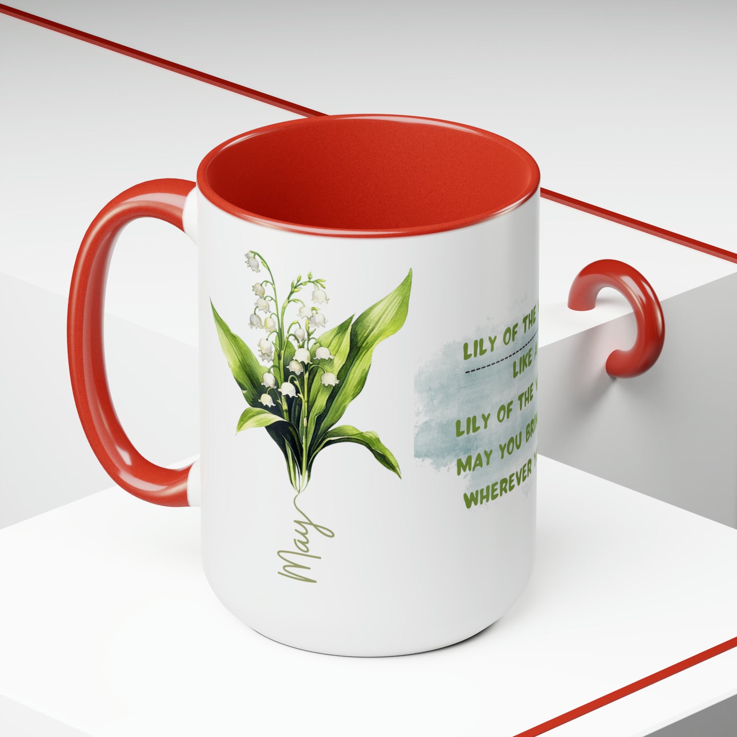 Birth Month FlowerTwo-Tone Coffee Mugs, 15oz, May Birth Month Flower mug.