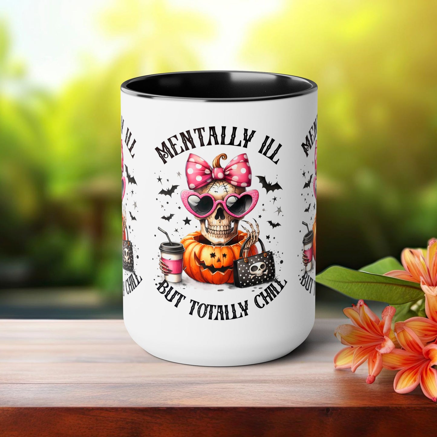 Mentally Ill But Totally Chill Halloween Coffee Mug, Let's Go Halloween Coffee Mug, Trick or Treat Halloween Coffee Mug, Cute Skeleton Coffee Mug, Spooky Season Halloween Coffee Mug.