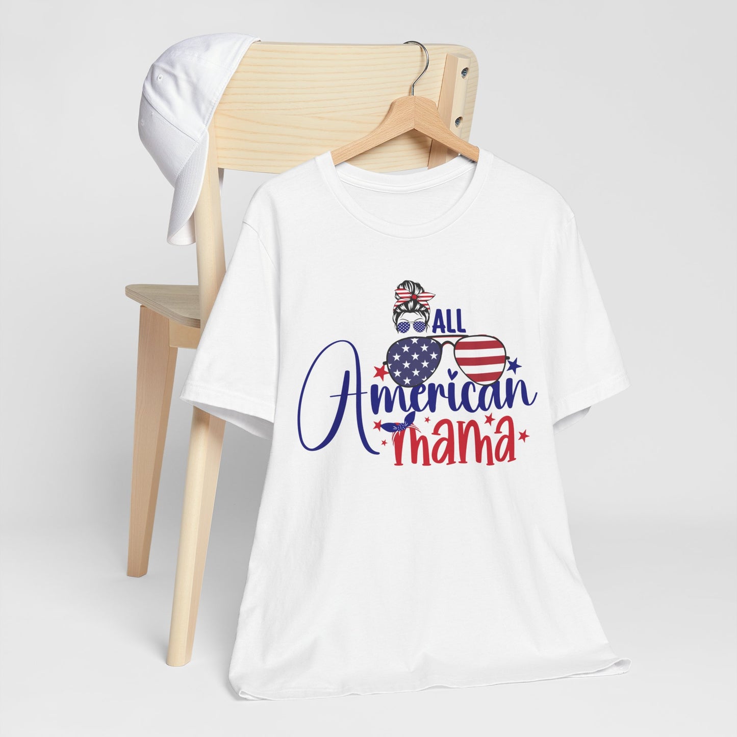 4th of July T-Shirt, All American Mama T-Shirt, Fourth of July unisex jersey short sleeve.