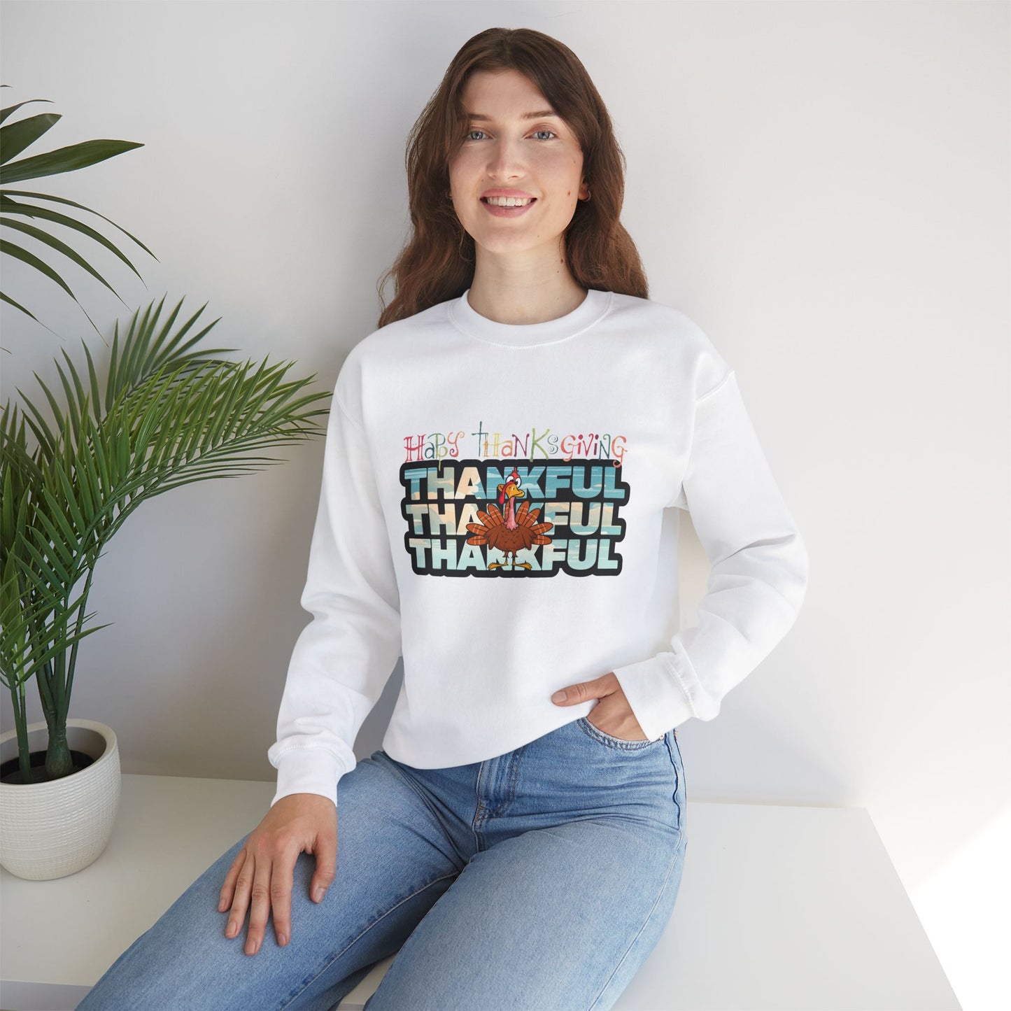 Thankful Sweatshirt, HappyThanksgiving Sweatshirt - Unisex Heavy Blend, Happy Thanksgiving2024 Sweatshirt, Thanksgiving Gift, Festive Sweatshirt.